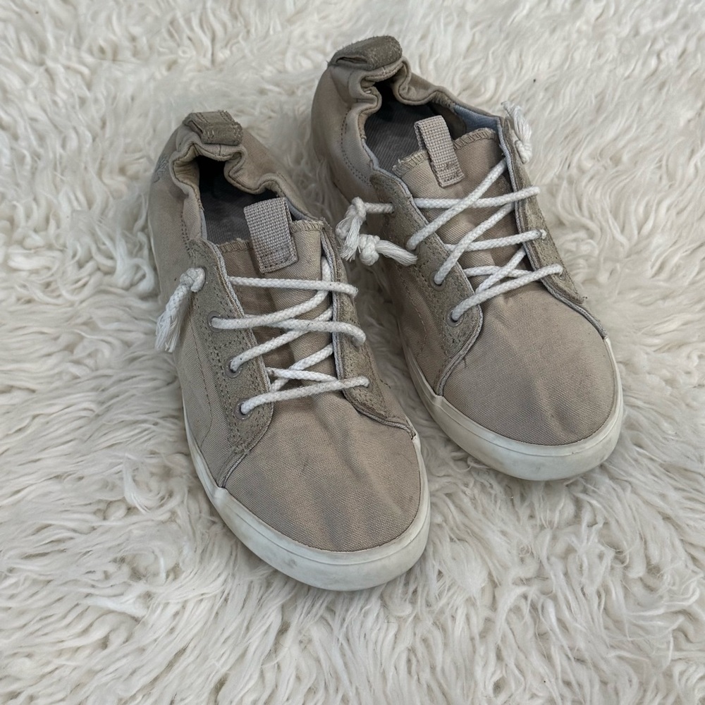 Timberland Tan and White Mid-Top Sneakers